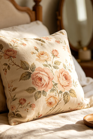 Floral Print Decorative Cushion For Bedroom